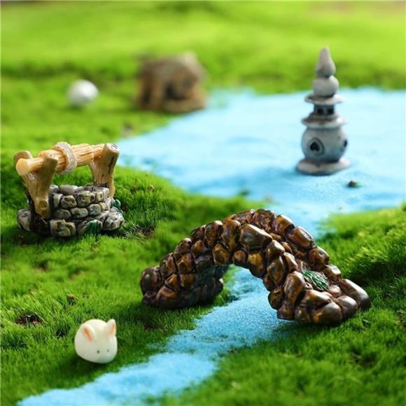 12 Pcs Fairy Garden Accessories Miniature Garden Bridge Figurine Mini Lighthouse - Picture 4 of 6